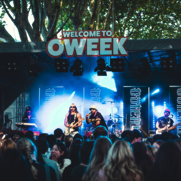 Two artist performing on the stage at the Alfred's Street Party