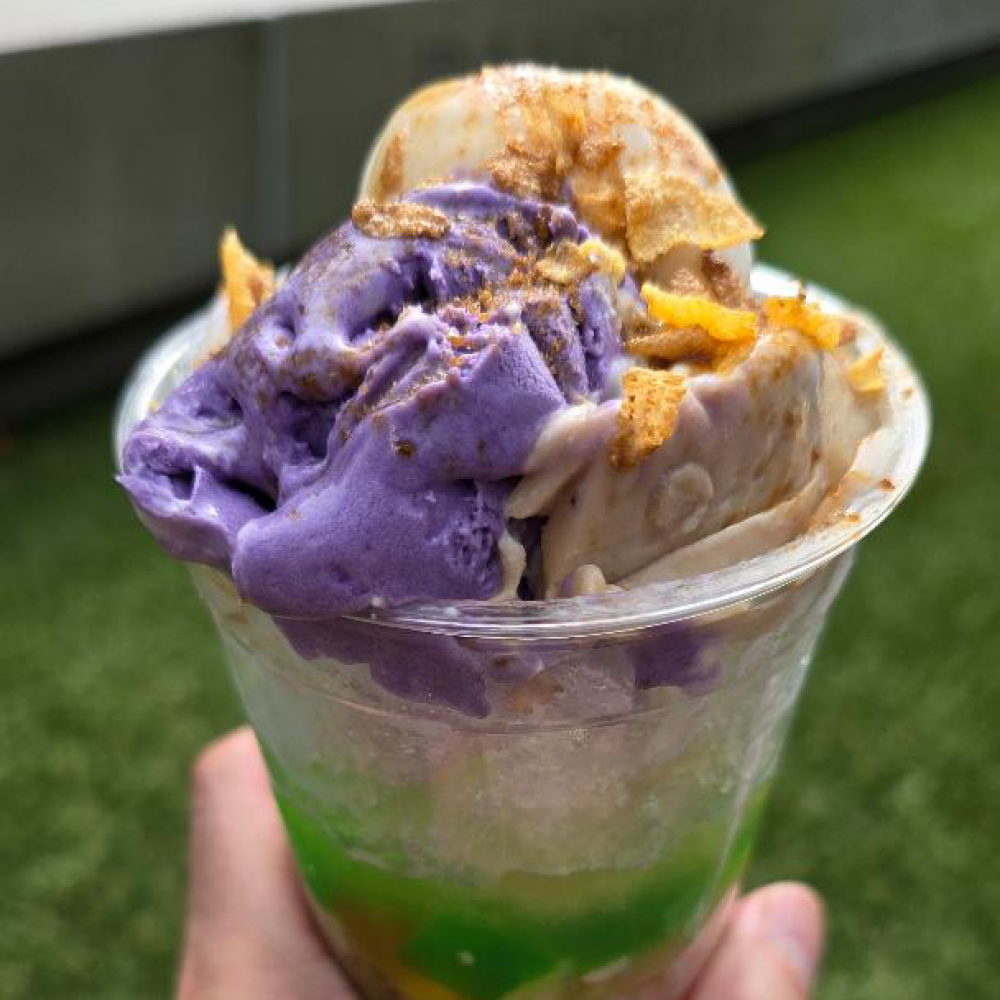 Someone holding a Filipino halo-halo